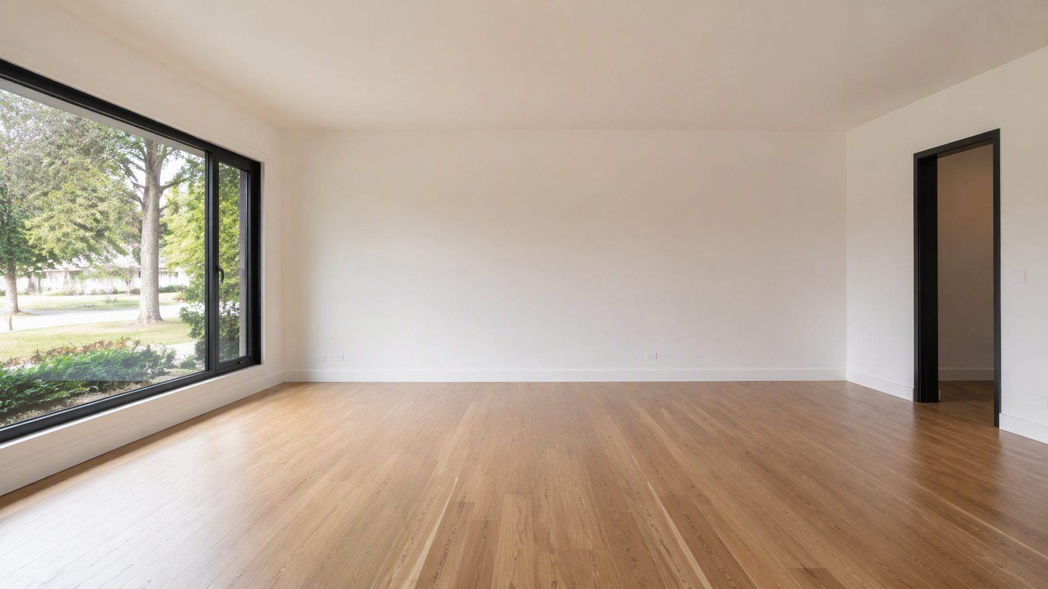 Empty living room before virtual staging